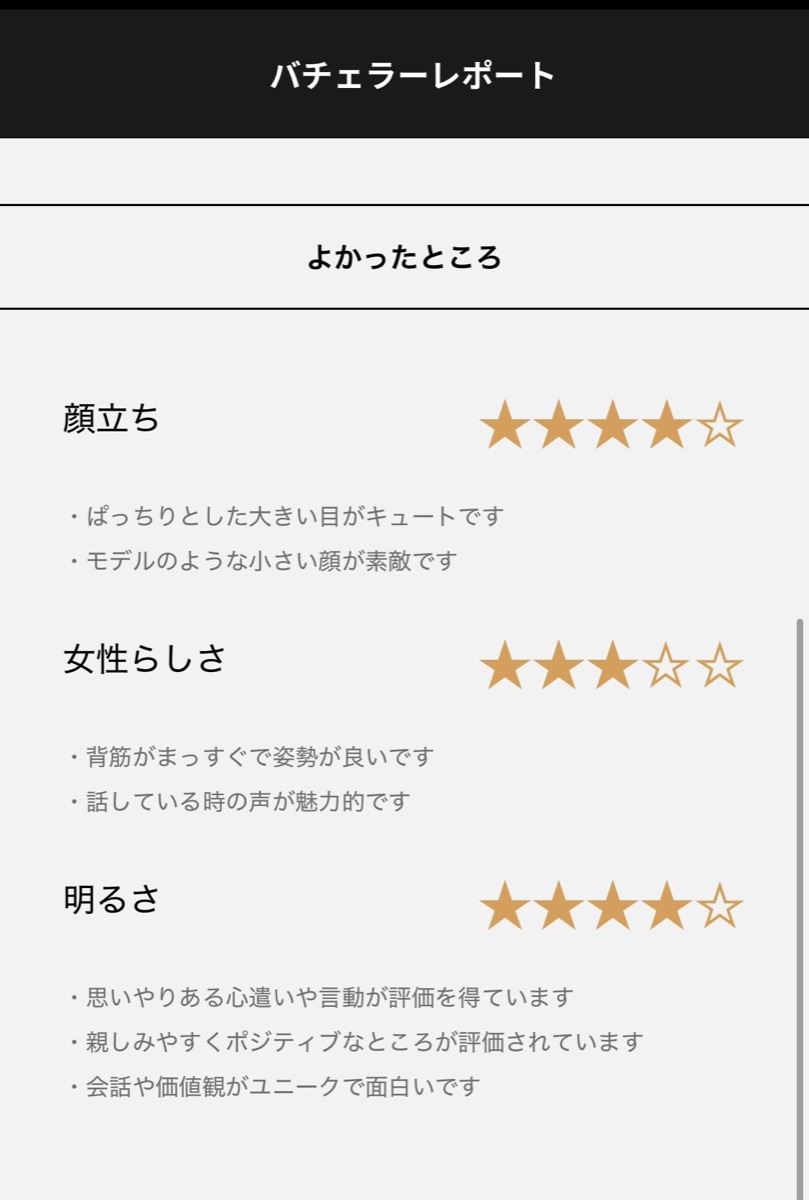 バチェラーデート2回目レポート よかったところ星評価
